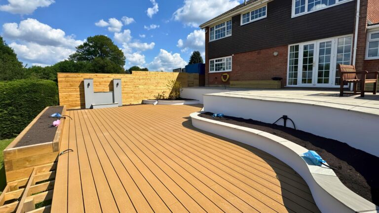 Hitchin contemporary multi-level garden, Hertfordshire — construction in progress
