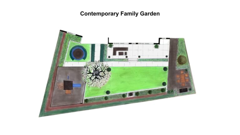 St Albans contemporary family garden, Hertfordshire — the hand-drawn design plan