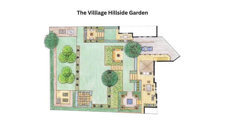 Whitwell hillside garden, Hertfordshire — the hand-drawn design plan